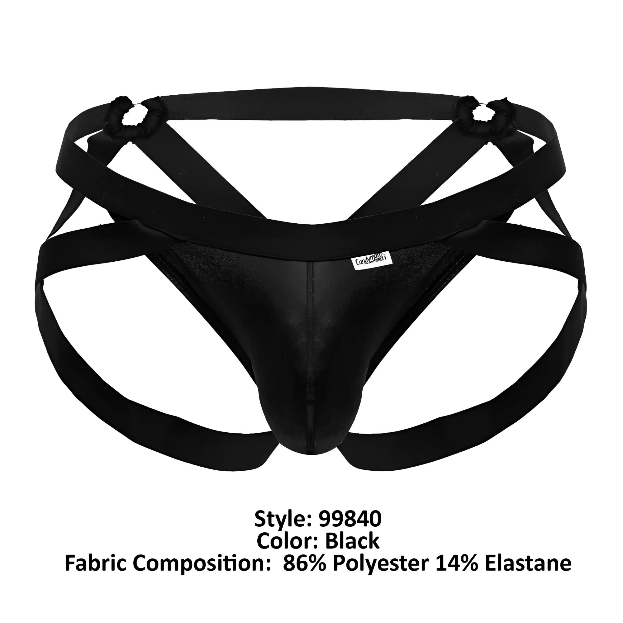 Black candyman 99840 crisscross thongs men’s harness briefs in shiny stretchy fabric with elastic straps