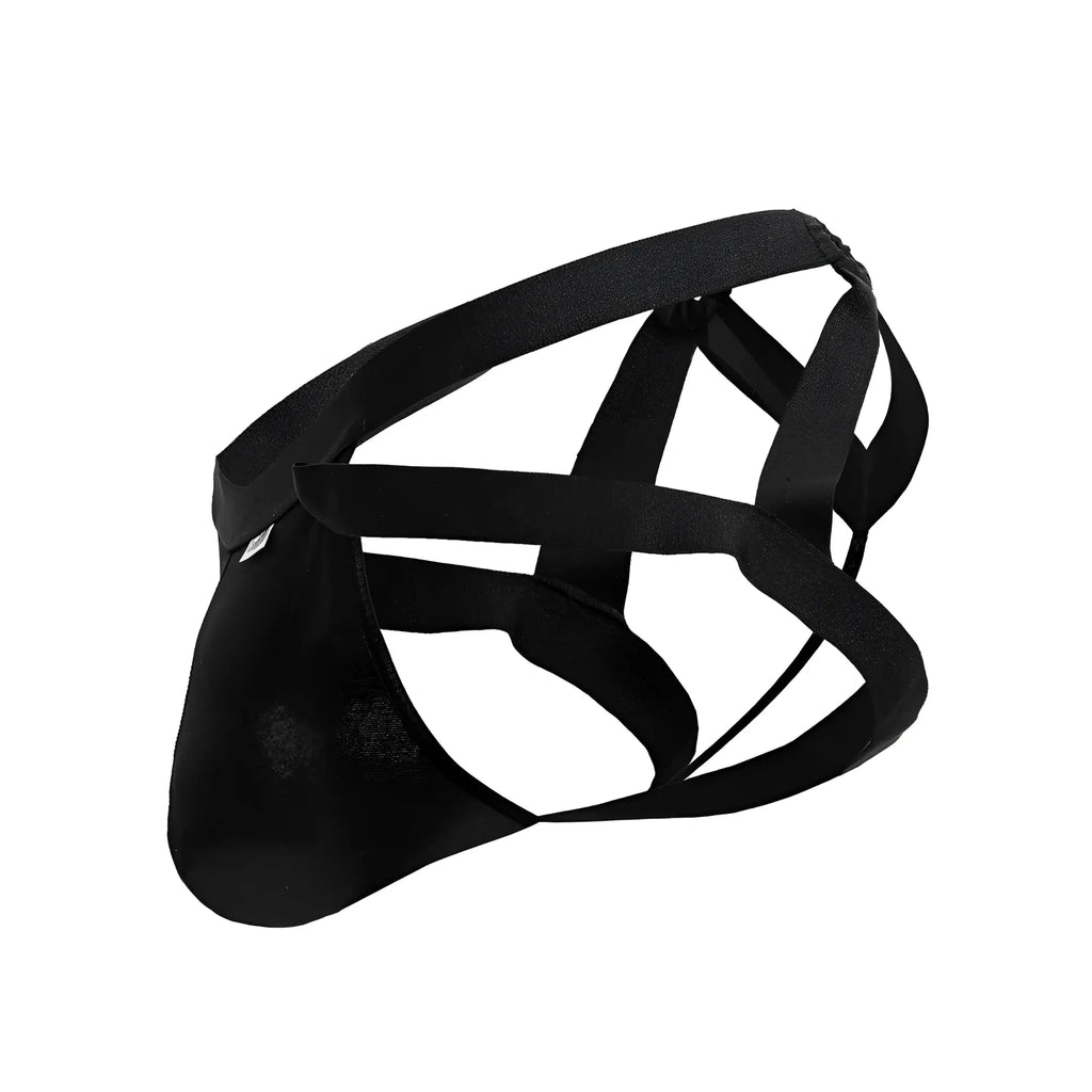 Black mesh briefs candyMan 99840 featuring a crisscross strap design for a stylish and breathable fit