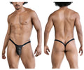 Black sleek form-fitting CandyMan 99841 mesh men’s thong with central pouch design for comfortable wear