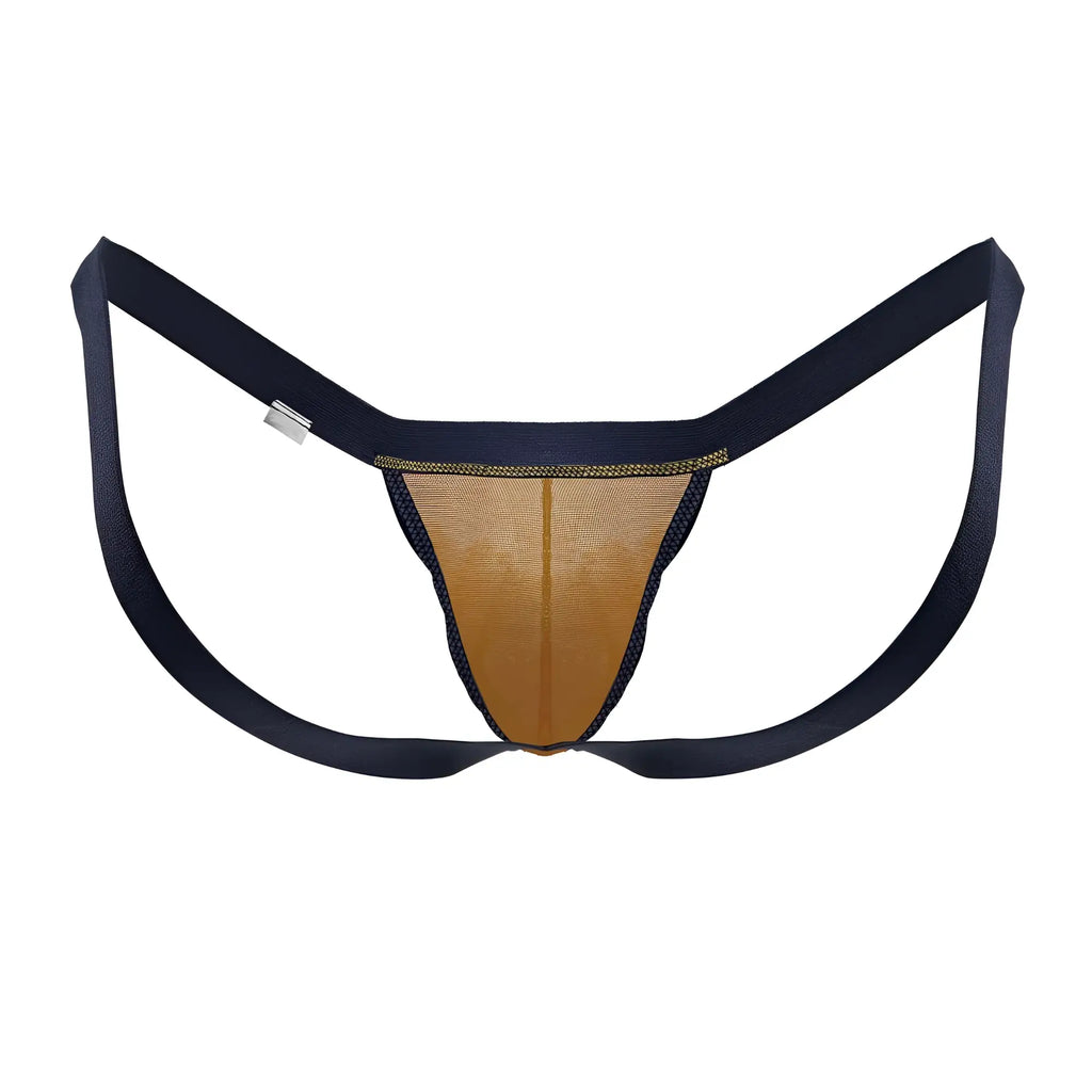 Navy blue and tan mesh thong with elastic straps in candyman 99841 mesh thongs color orange style