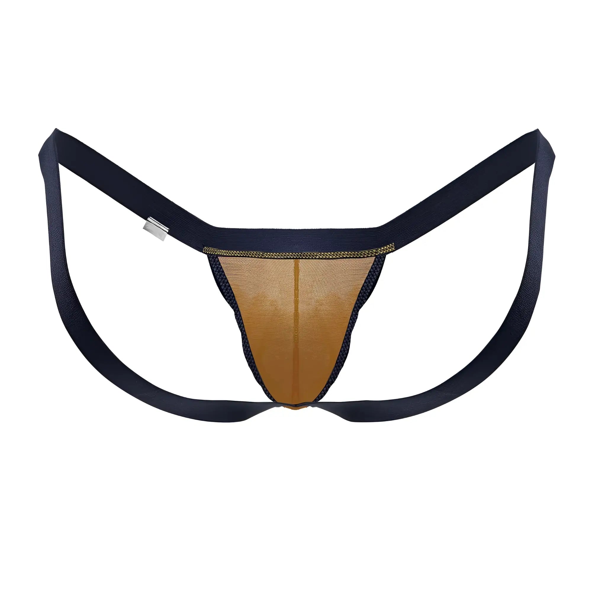 Navy blue and tan mesh thong with elastic straps in candyman 99841 mesh thongs color orange style