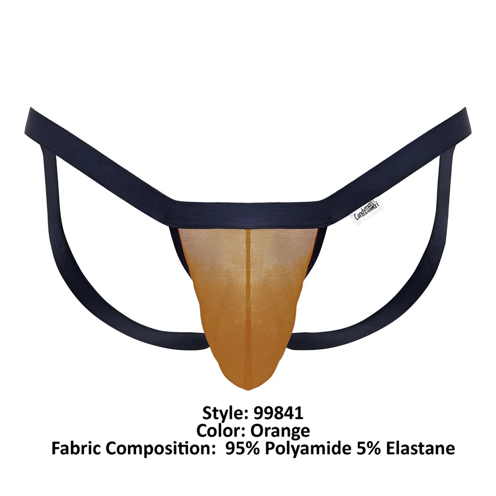 Orangemesh thong with black elastic straps from candyman 99841 featuring breathable mesh material