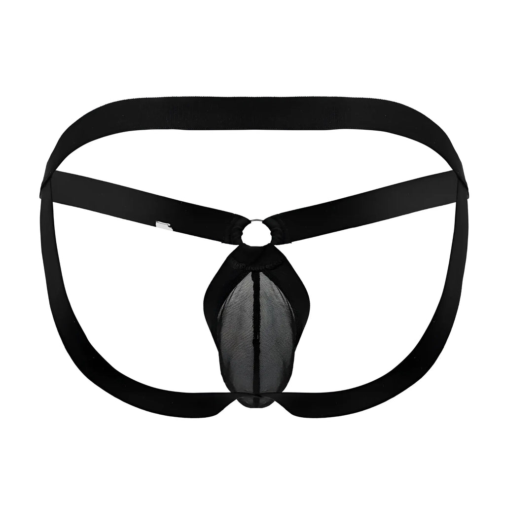 CandyMan 99842 black mesh jockstrap with elastic waistband and supportive straps for comfortable wear