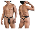 Black sleek form-fitting mesh jockstrap with central pouch and adjustable straps from candyman 99842 collection