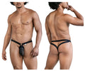 Black sleek form-fitting mesh jockstrap with central pouch and adjustable straps from candyman 99842 collection