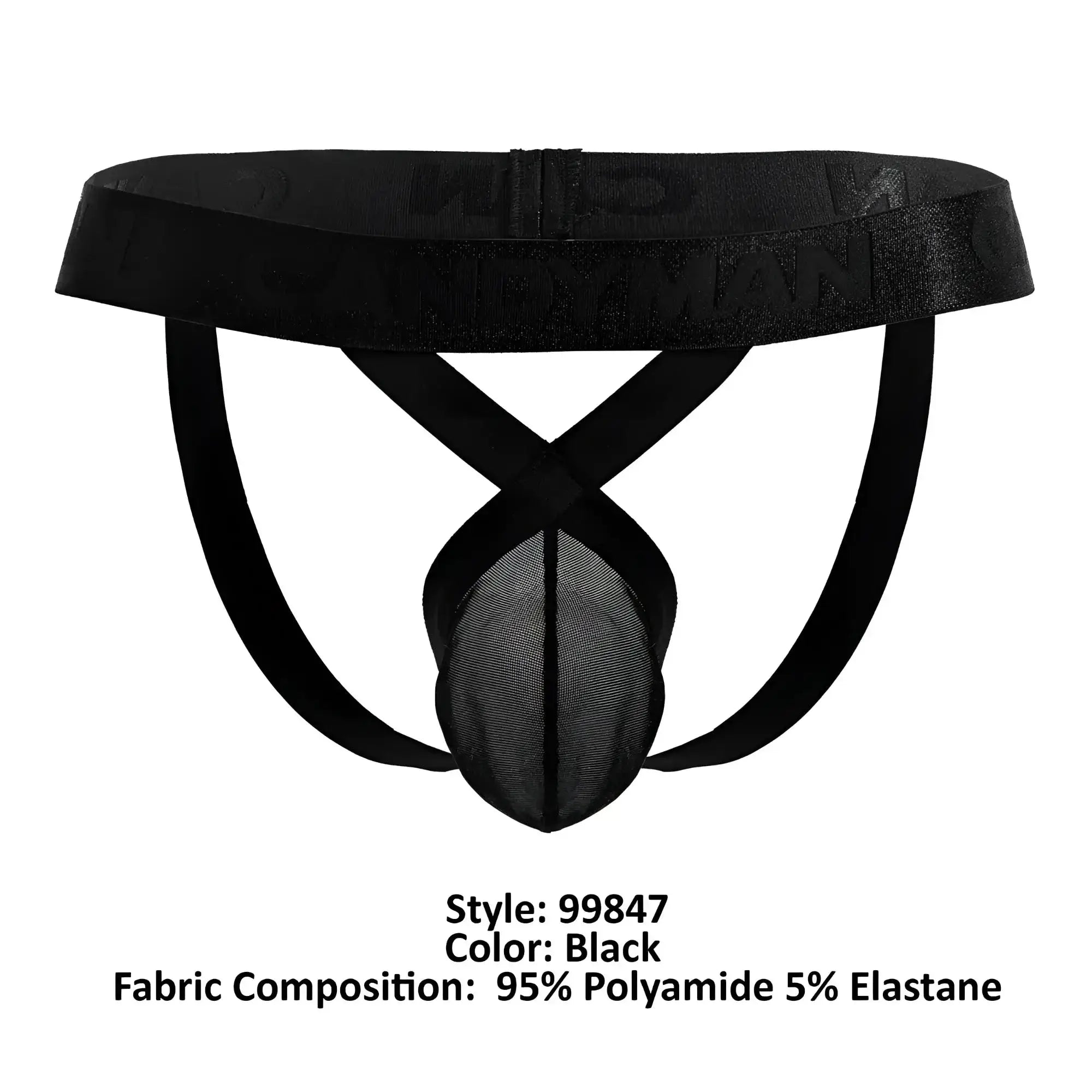 Black candyMan 99847 mesh thong briefs with mesh front panel and embossed elastic waistband