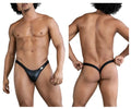 Black shiny latex thong with a small white tag on the side from candyman 99848 bikini thongs collection