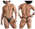 Black shiny latex thong with a small white tag on the side from candyman 99848 bikini thongs collection