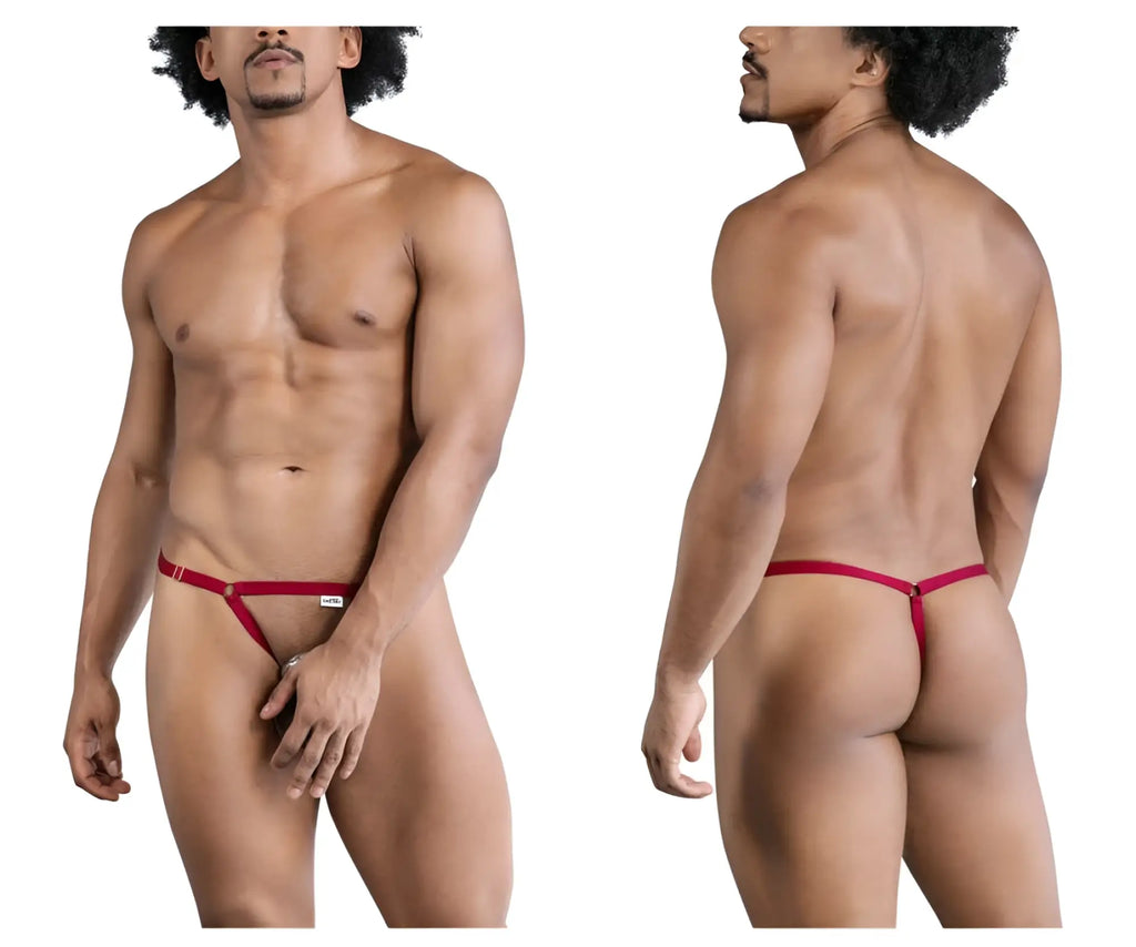 Red CandyMan 99852 nudist thong with central clasp and adjustable side straps for comfortable wear
