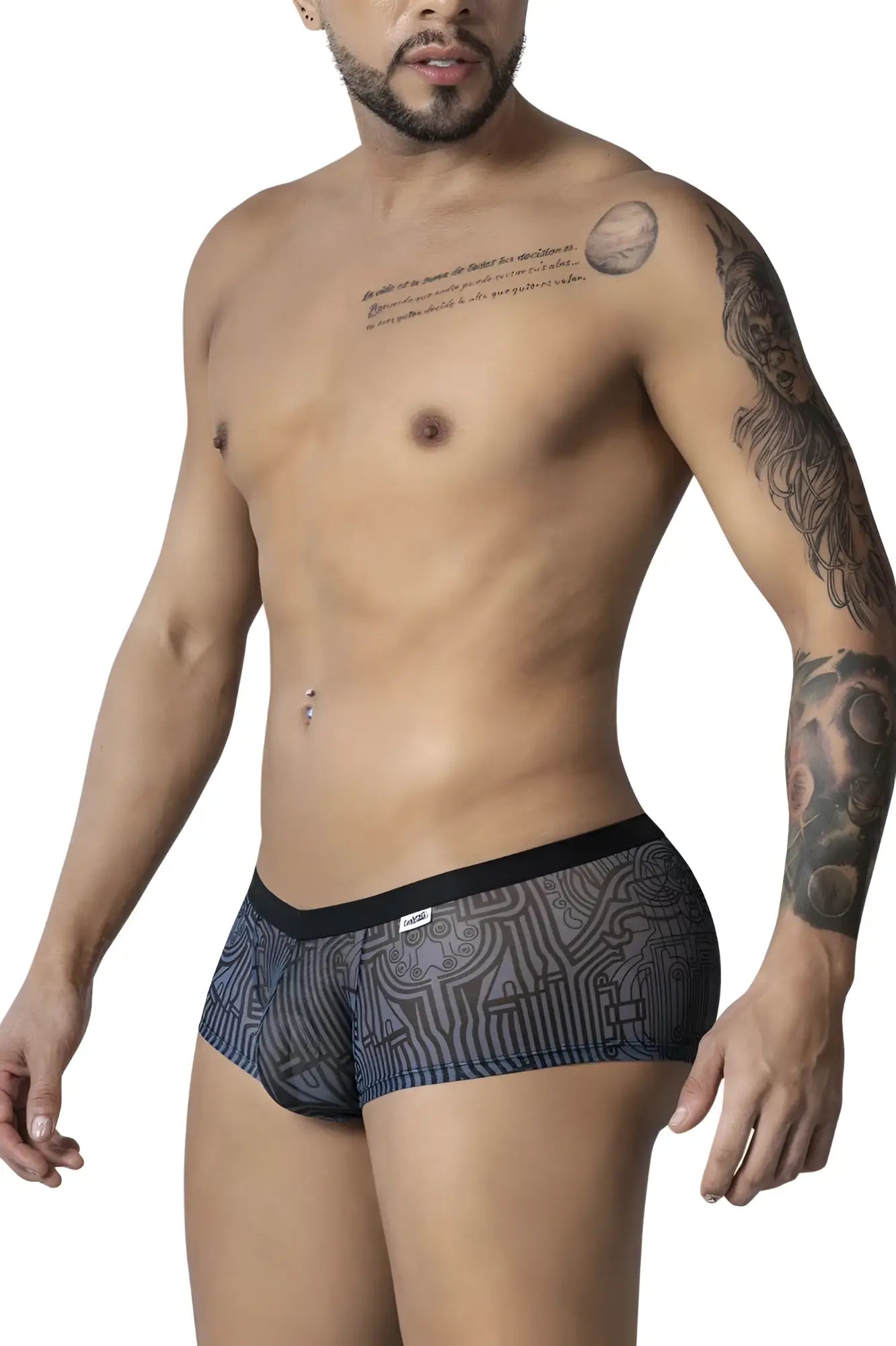 Dark blue patterned men’s briefs with a black elastic waistband candyMan 99873 Egyptian trunks color gray-black
