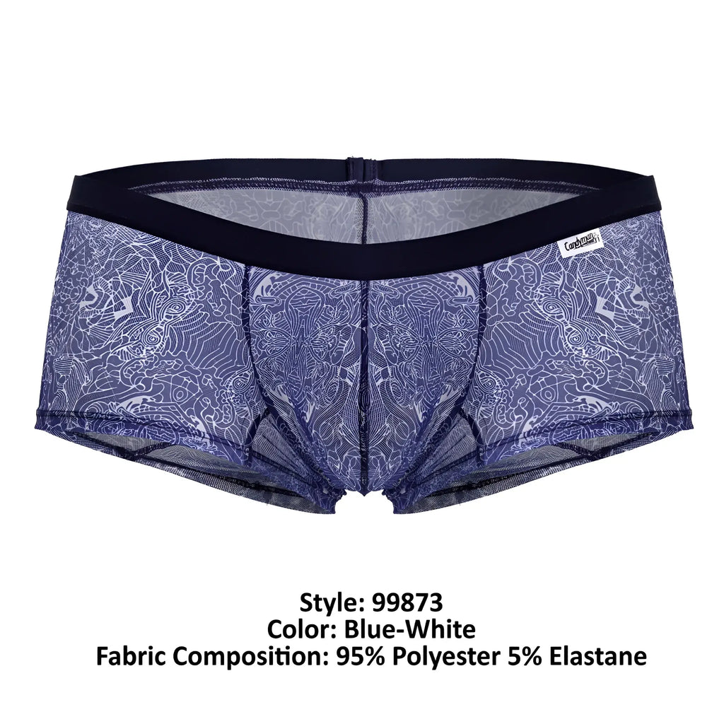 Candyman 99873 water prints blue-white mesh briefs with black elastic waistband for comfortable wear