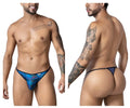 CandyMan 99875 seawater thong in blue multicolor print with black trim featuring a patterned design