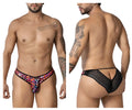 CandyMan 99876 leopard briefs men’s vibrant animal print with black lace and sheer mesh back detailing