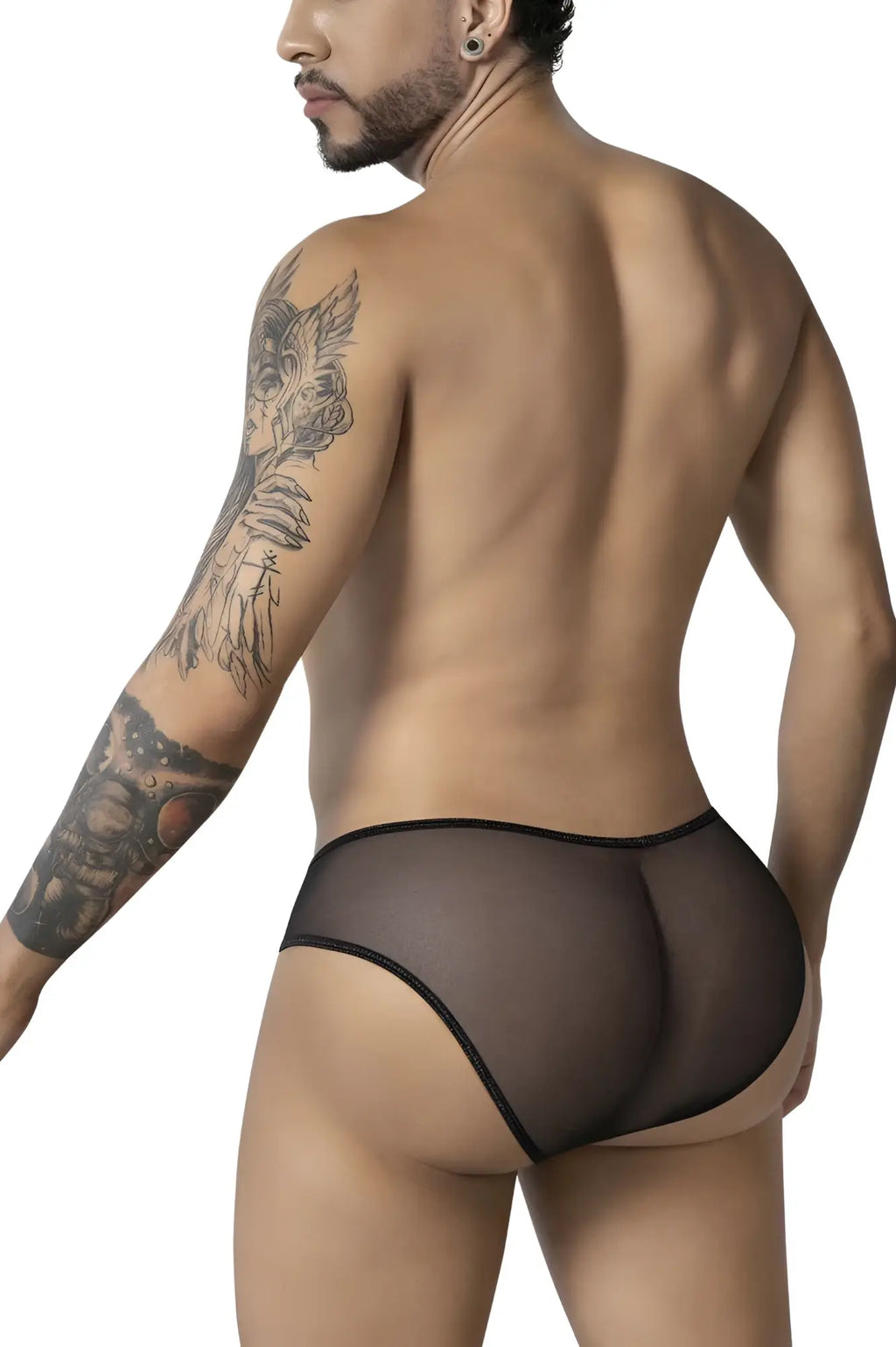 Black sheer mesh briefs with a smooth form fitting design from candyman 99879 leopard briefs in animal print color