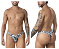 Black and white zebra-striped men’s briefs candyMan 99882 zebra thongs color zebra print front view