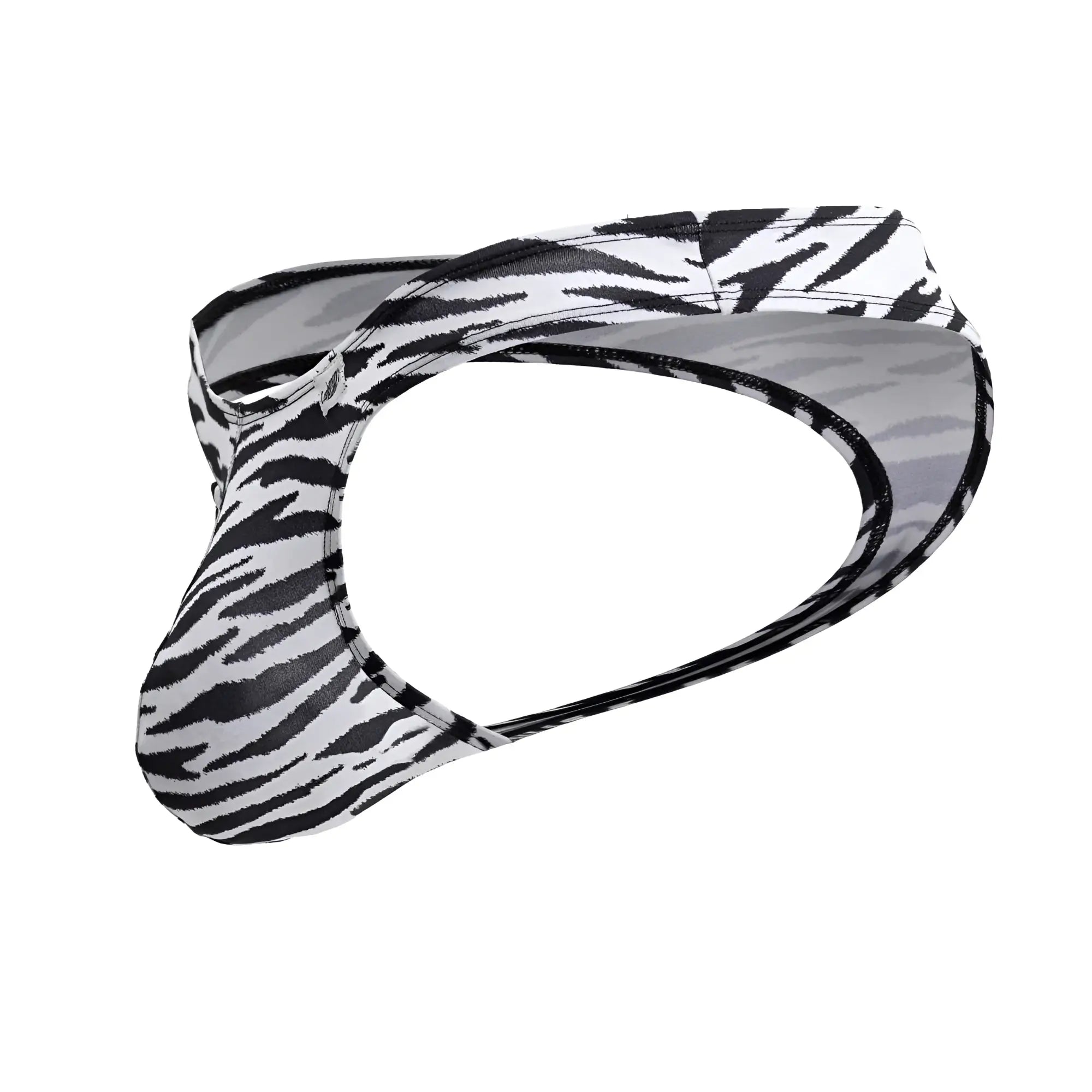 Candy man 99882 zebra thongs men’s briefs with sleek form-fitting design and black and white zebra print