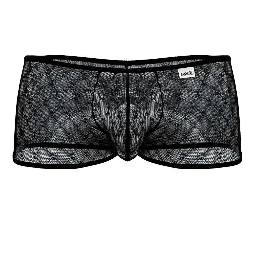 Black candy man 99896 geometric mesh briefs with diamond pattern sheer fabric and reinforced elastic waistband