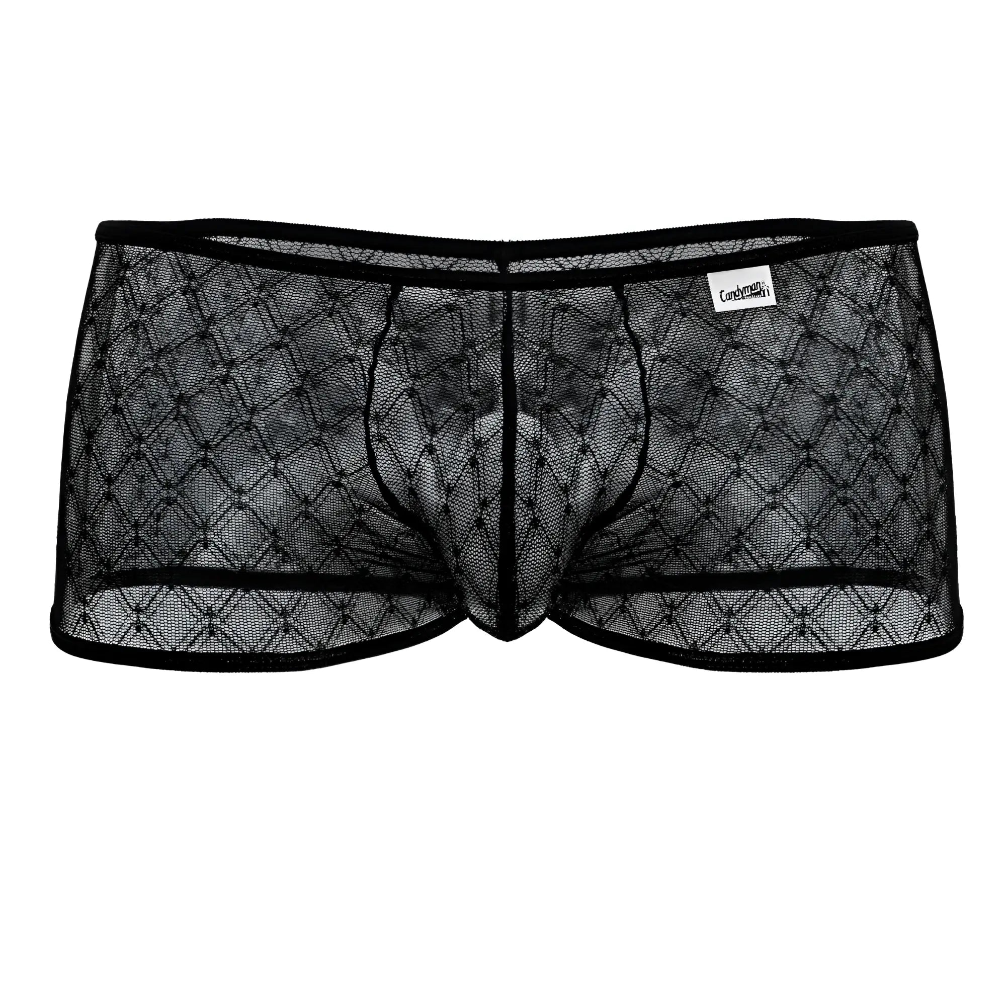 Black candy man 99896 geometric mesh briefs with diamond pattern sheer fabric and reinforced elastic waistband