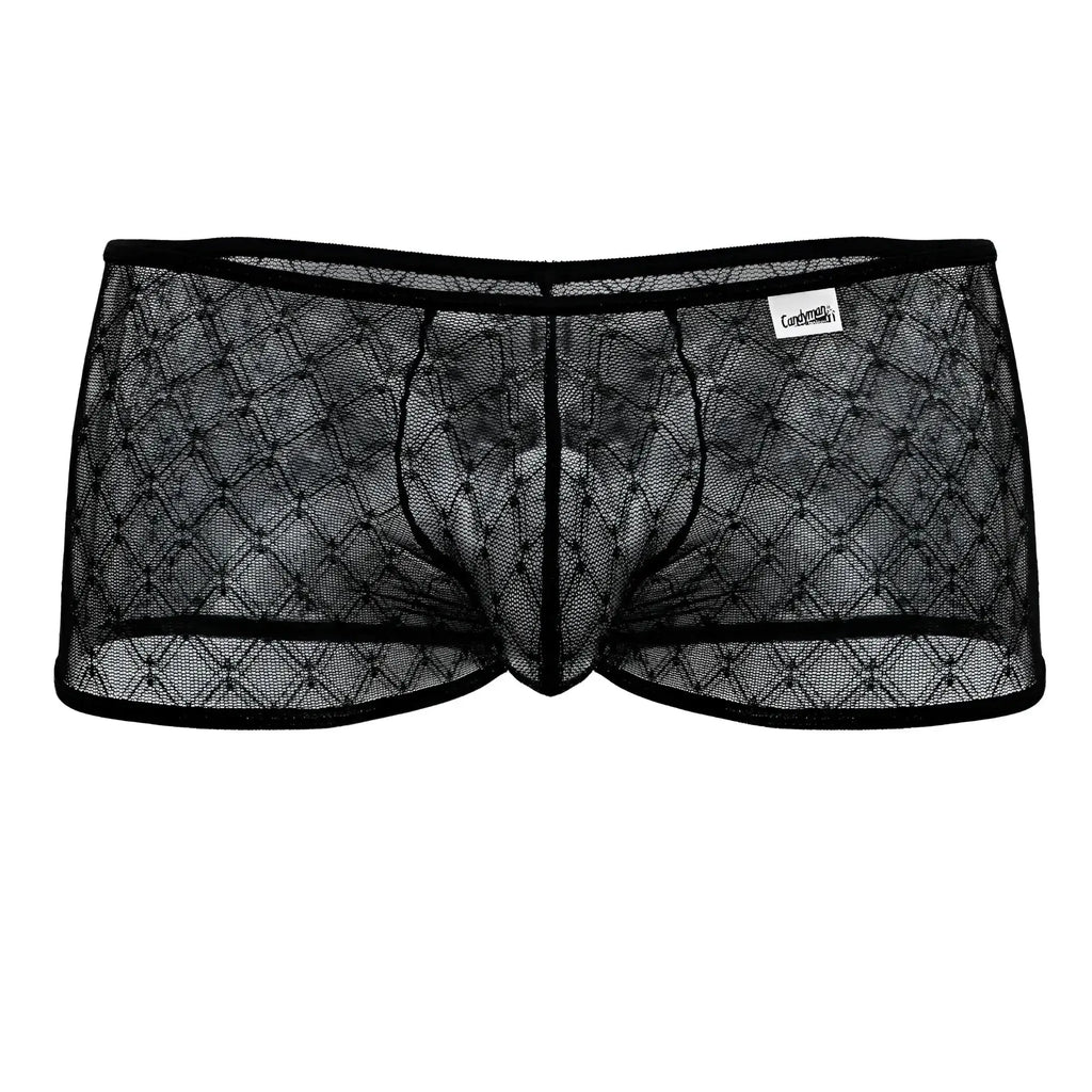 Black candy man 99896 geometric mesh briefs with diamond pattern sheer fabric and reinforced elastic waistband