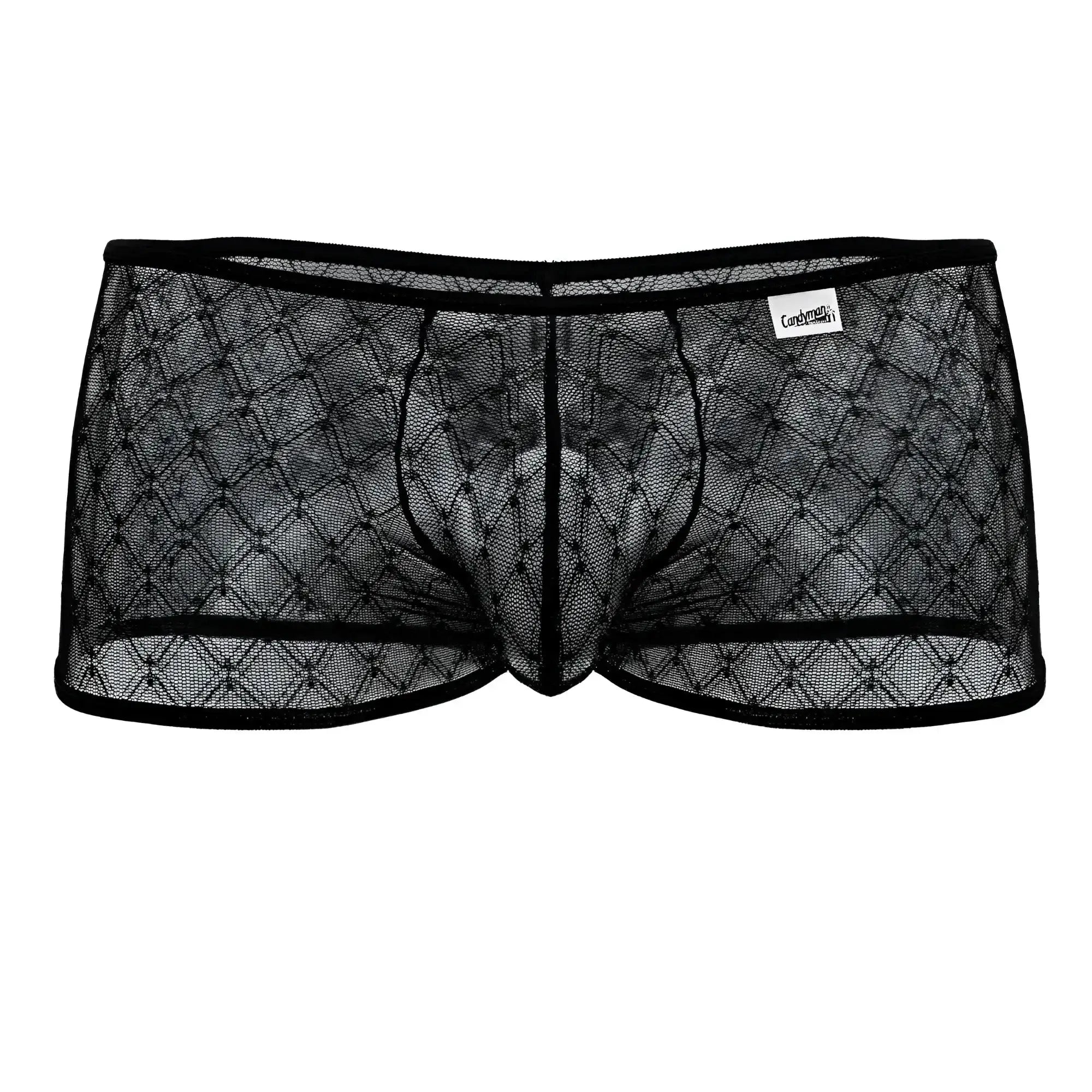Black candy man 99896 geometric mesh briefs with diamond pattern sheer fabric and reinforced elastic waistband