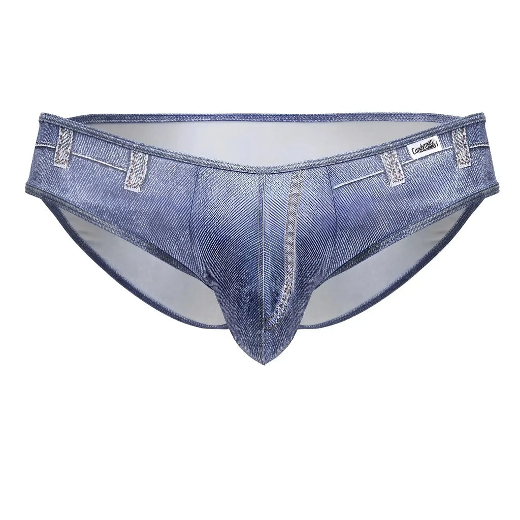 Blue denim patterned CandyMan 99897 cowboy briefs with stitched belt loops and white interior lining