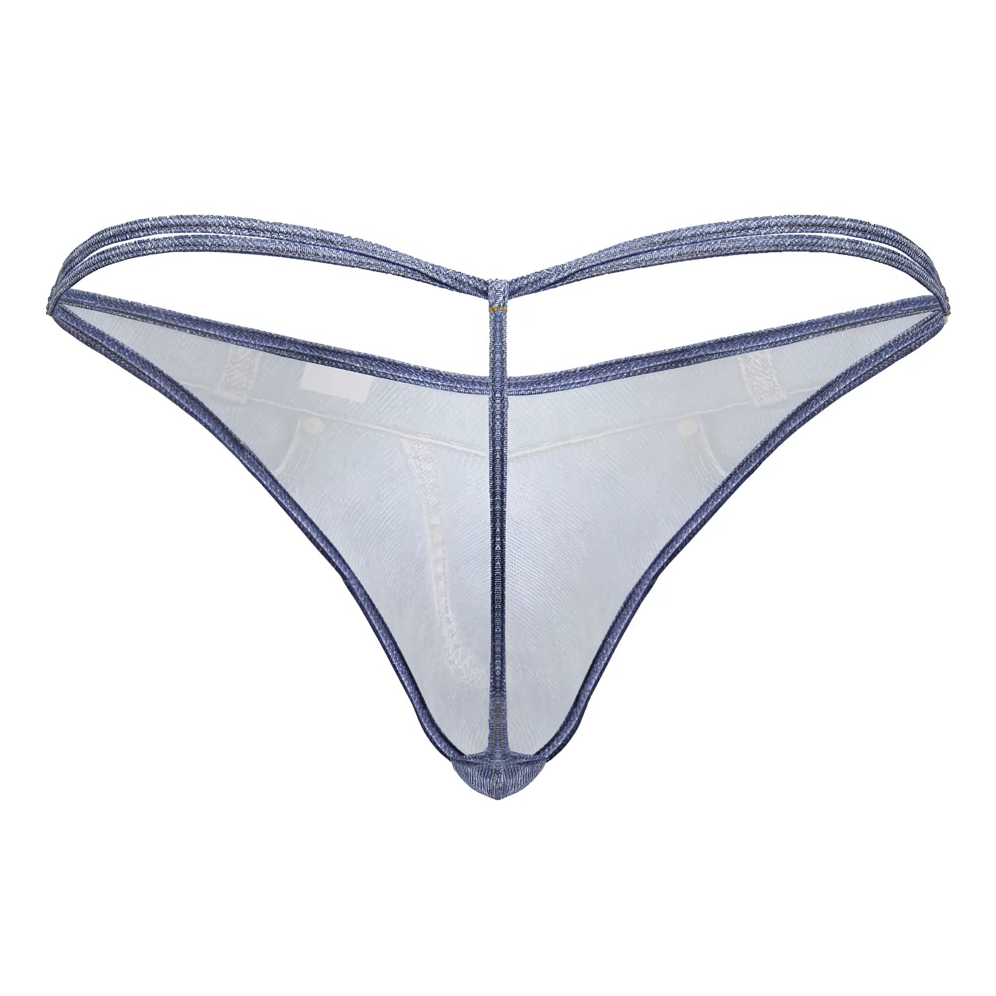 CandyMan 99899 cowboy thong in lavender sheer mesh with subtle glittery texture and reinforced edges