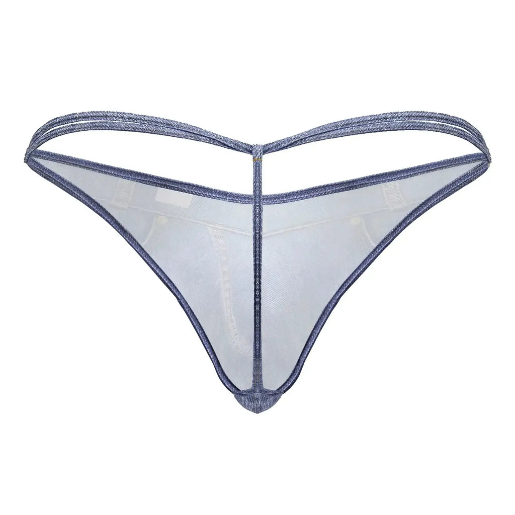 CandyMan 99899 cowboy thong in lavender sheer mesh with subtle glittery texture and reinforced edges