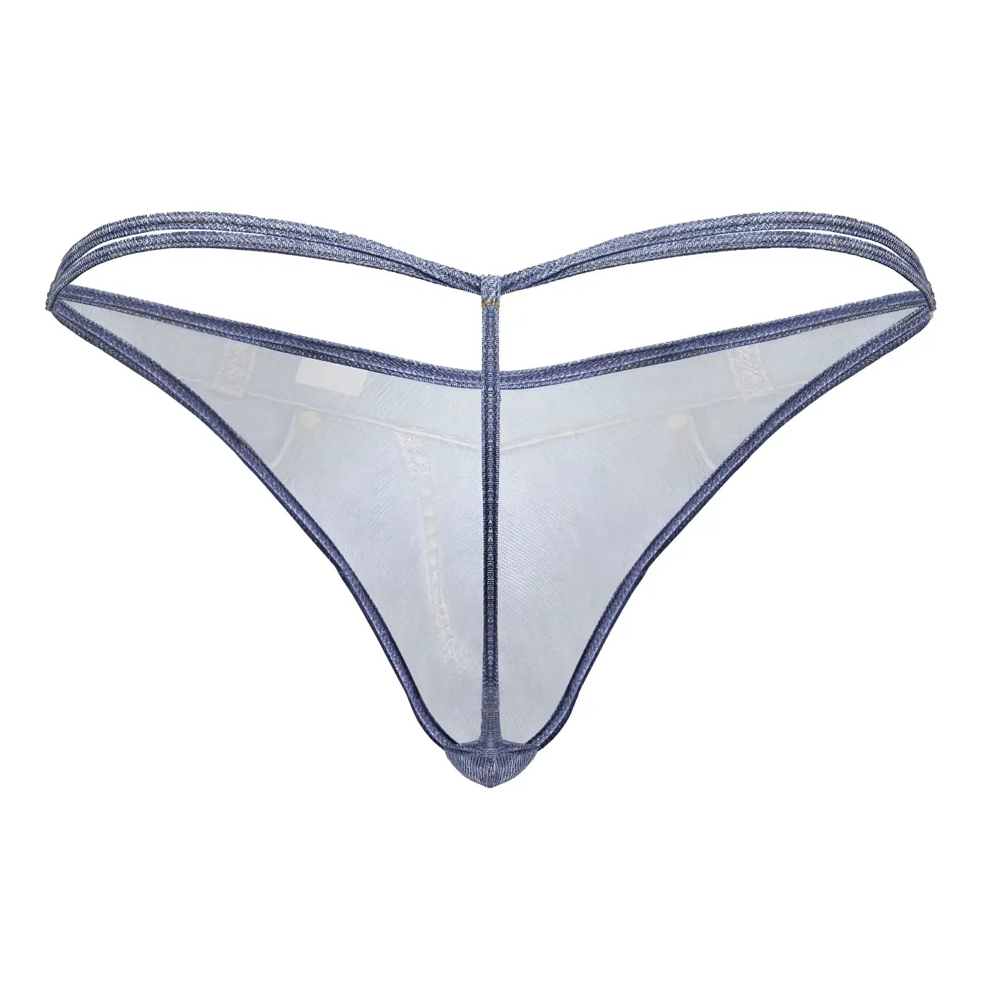 CandyMan 99899 cowboy thong in lavender sheer mesh with subtle glittery texture and reinforced edges