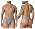 Blue denim-style thong with small front pocket and belt loops from CandyMan 99899 cowboy thongs collection