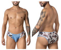 Blue denim patterned CandyMan 99900 cowboy briefs with white and brown cow print animal design