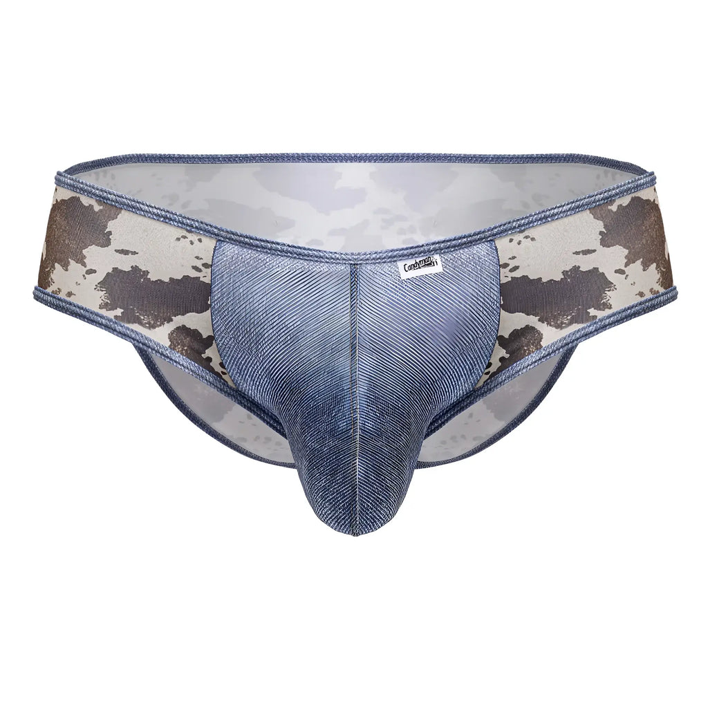 CandyMan 99900 cowboy briefs blue denim textured men’s briefs with camouflage pattern on the sides