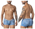 CandyMan 99904 cowboy trunks blue denim style men’s briefs with leopard print patterned waistband and stitching details