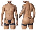 Black lace garter belt with matching thong and leg straps in navy from candyman 99906 collection