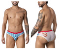 CandyMan 99918 sailor briefs in blue-white with red anchor graphic and solid red waistband on front panel