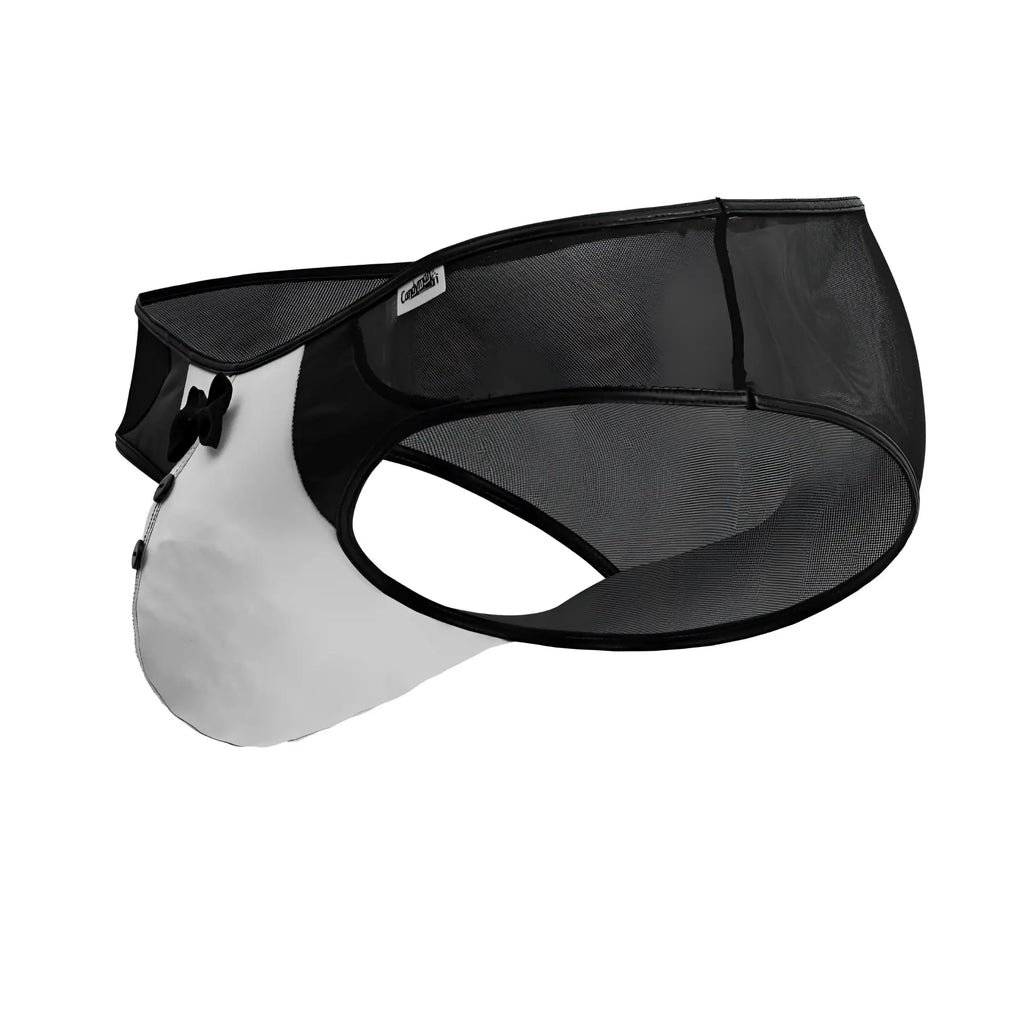 Black mesh sun visor with clear plastic face shield and adjustable strap from candyman 99919 tuxedo briefs black-white