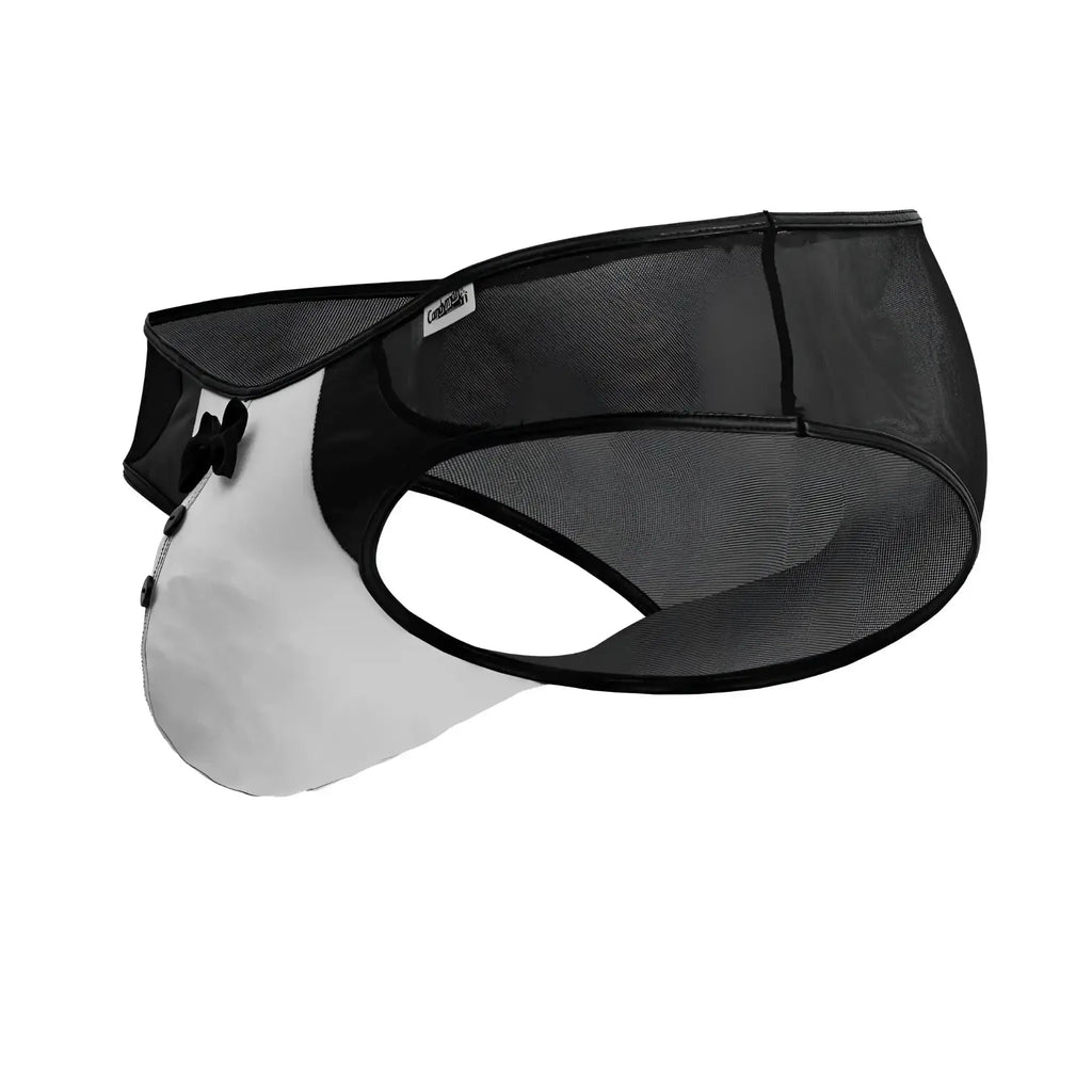 Black mesh sun visor with clear plastic face shield and adjustable strap from candyman 99919 tuxedo briefs black-white