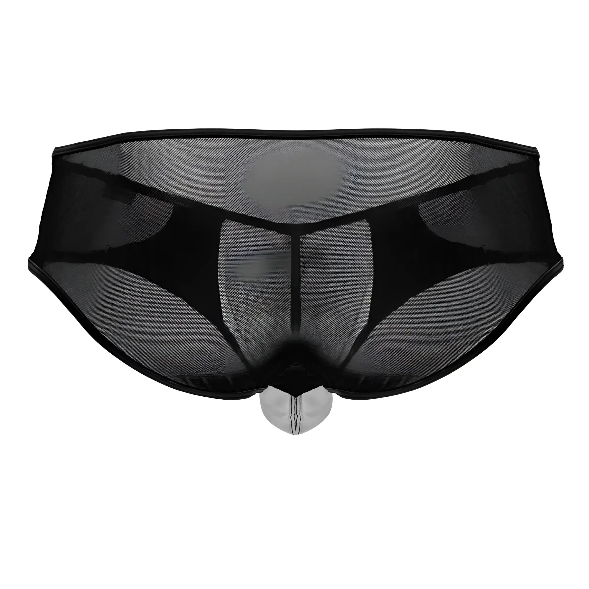 Candyman 99919 tuxedo briefs in black-white feature black sheer mesh with a transparent plastic front panel
