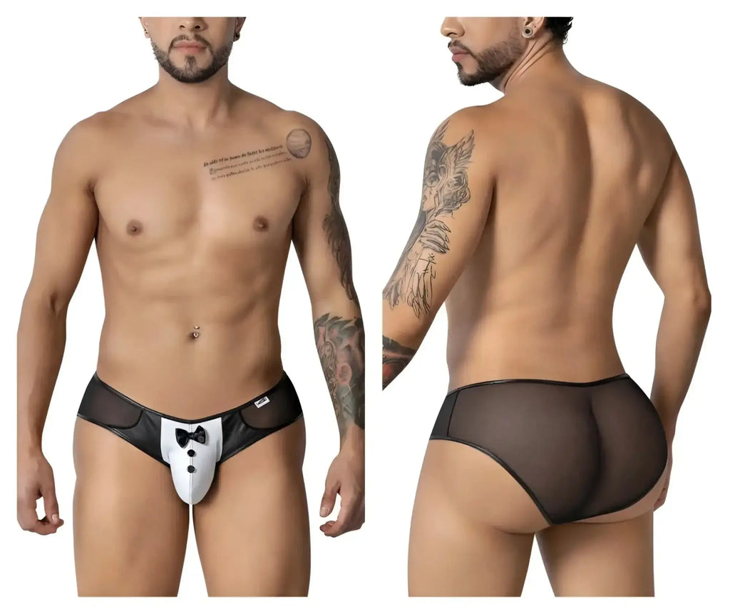 CandyMan 99919 tuxedo briefs in black and white with bow tie design men’s underwear for stylish comfort