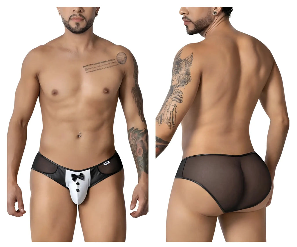 CandyMan 99919 tuxedo briefs in black and white with bow tie design men’s underwear for stylish comfort