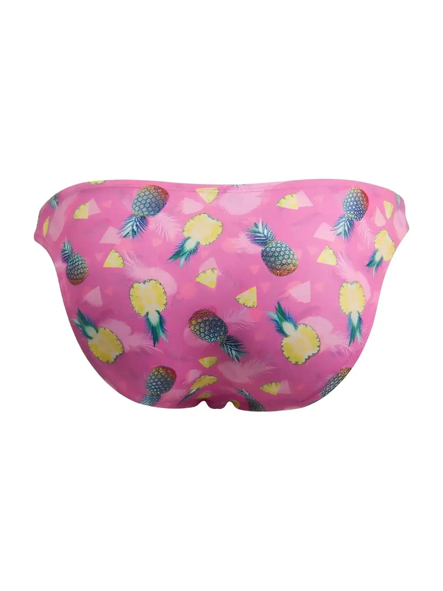 CandyMan 99923 bikini in pink pineapple print, back view.