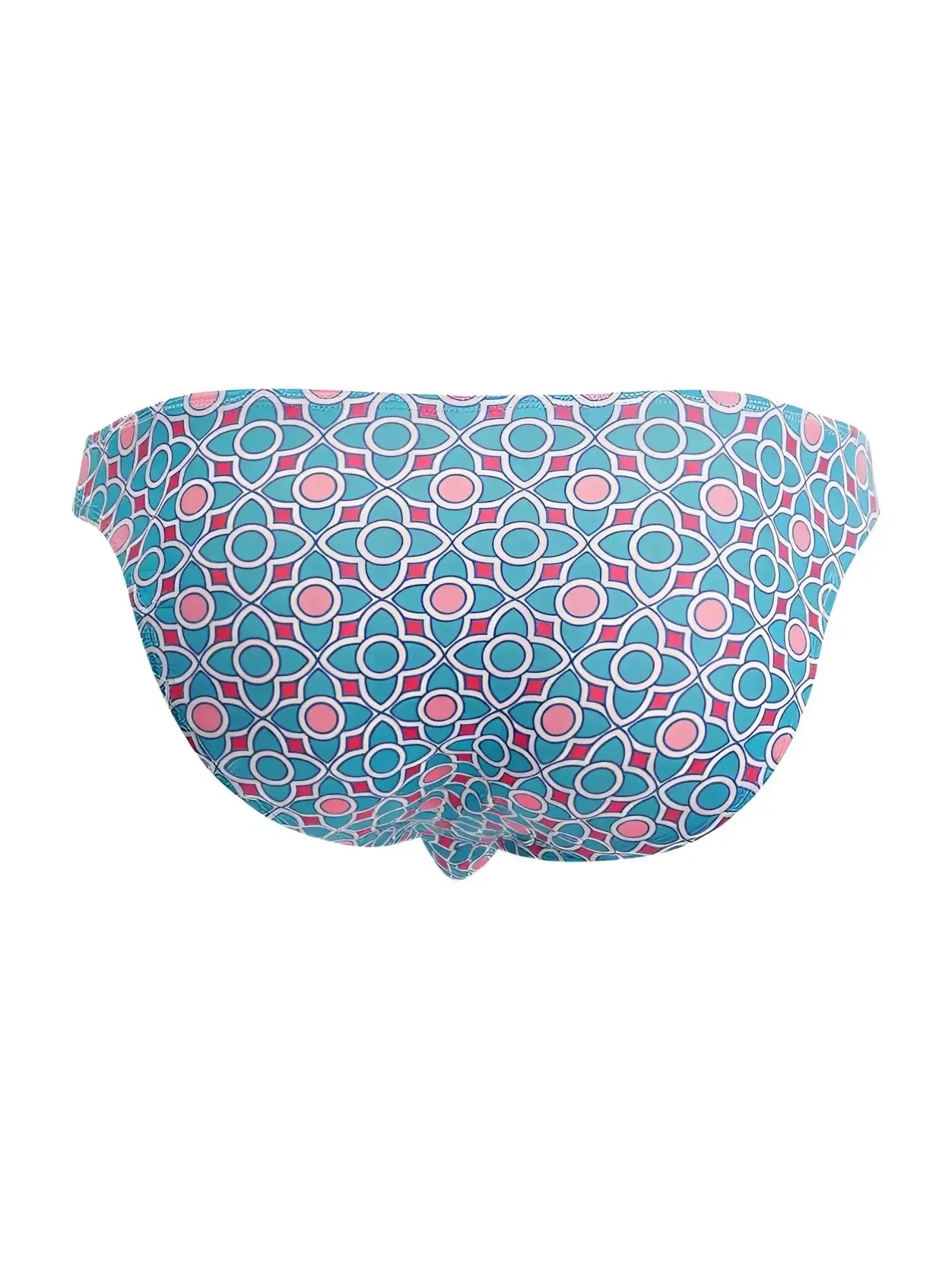 CandyMan 99923 Printed Blue briefs, back view showing patterned fabric on a white background.