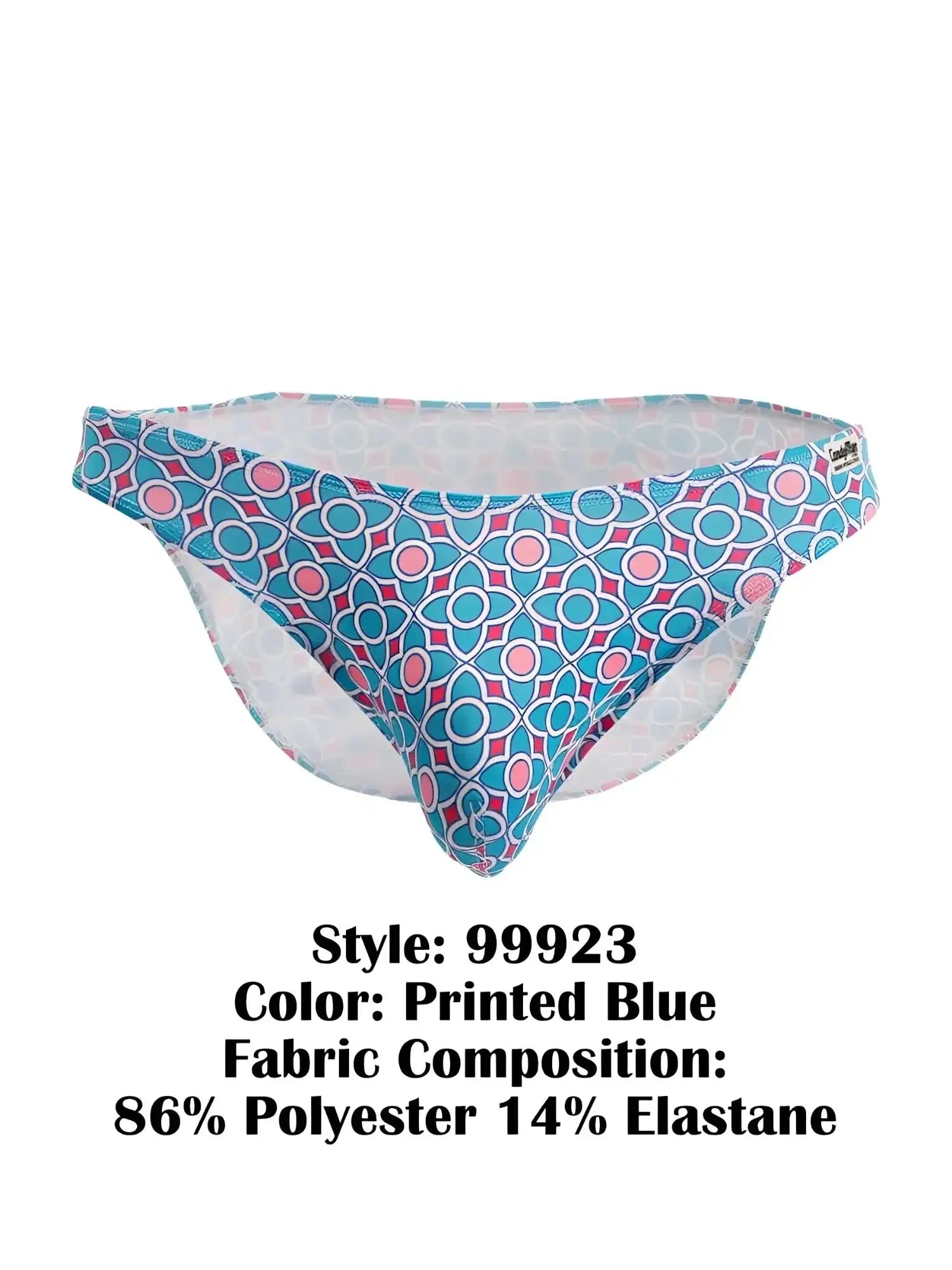 Front view of the CandyMan 99923 blue printed briefs on a white background.