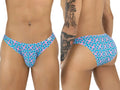 CandyMan 99923 Printed Blue briefs, front and back views on a model.