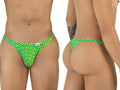 CandyMan 99924 thong in printed green; front and back views showing the pattern and fit.