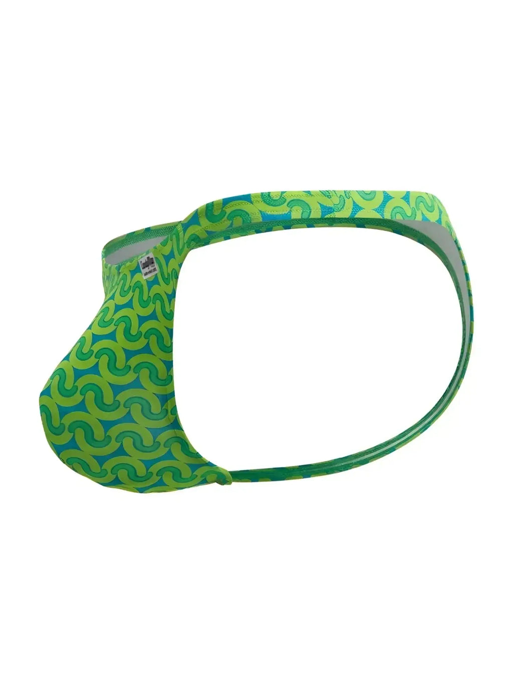 CandyMan 99924 thong in printed green; side view of the G-string underwear.