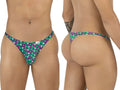 CandyMan 99924 purple printed thongs, shown in front and back views.