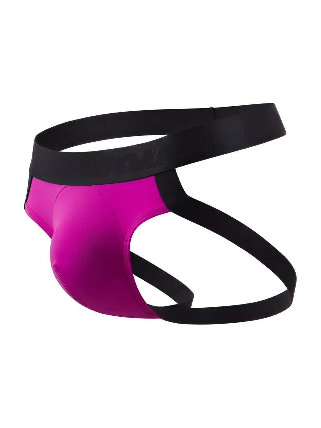 CandyMan 99925 magenta jockstrap, side view showing backless design with black waistband.