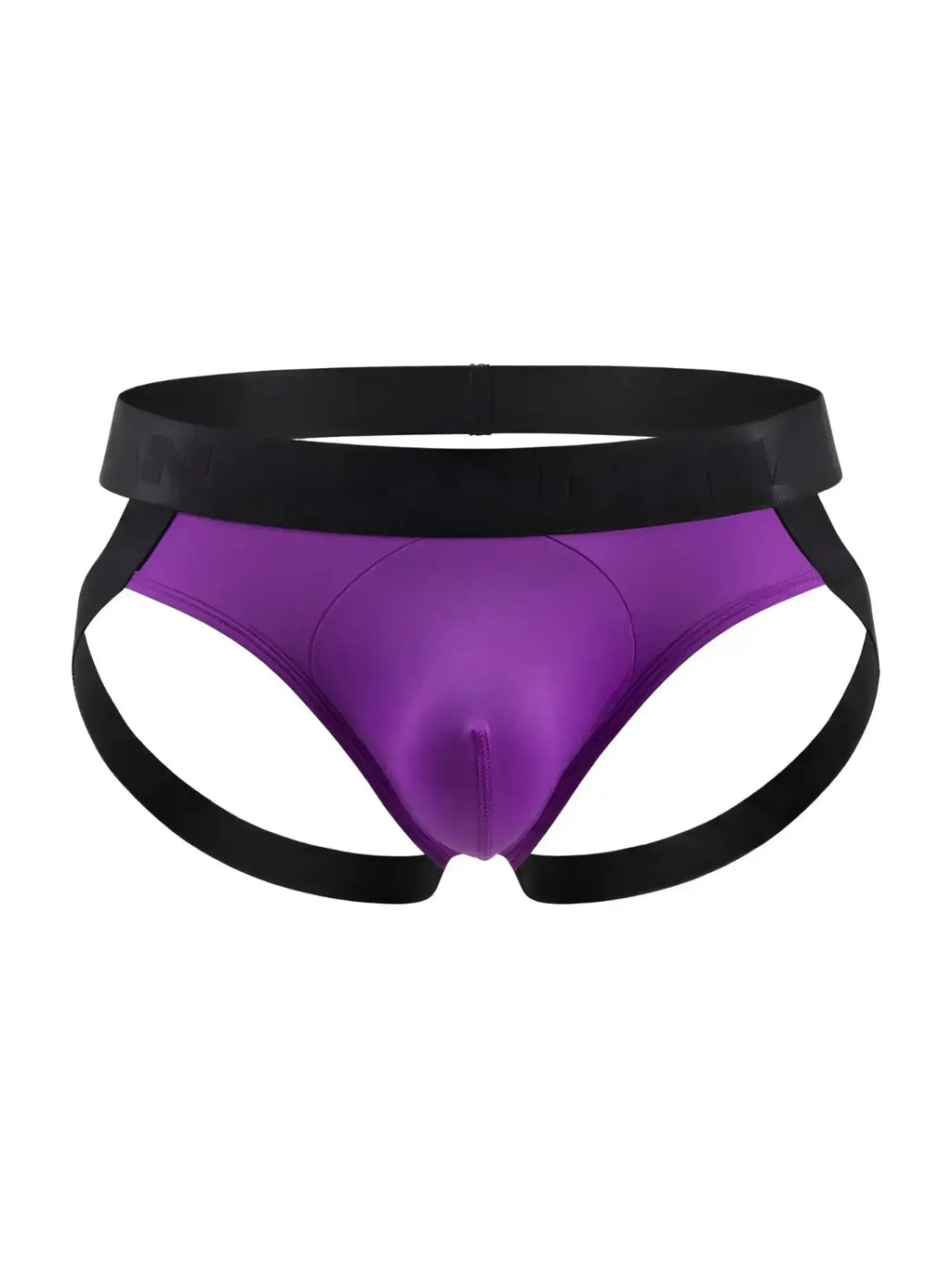 Front view of CandyMan 99925 Jockstrap in orchid with black trim.