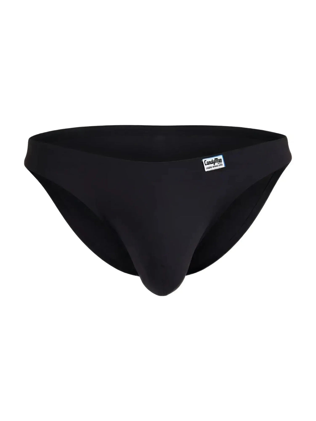 Front view of CandyMan 99928 black bikini underwear.