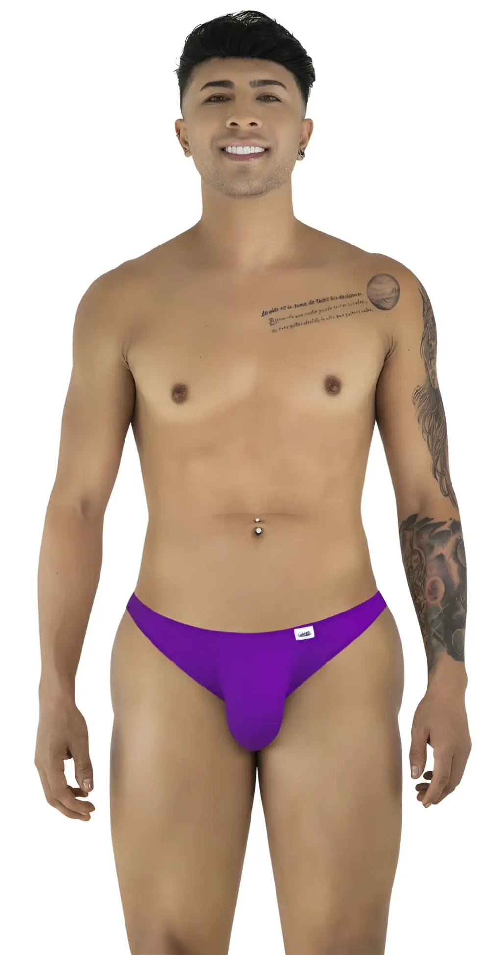 Front view of the CandyMan 99928 Bikini in Orchid color, worn by a man.